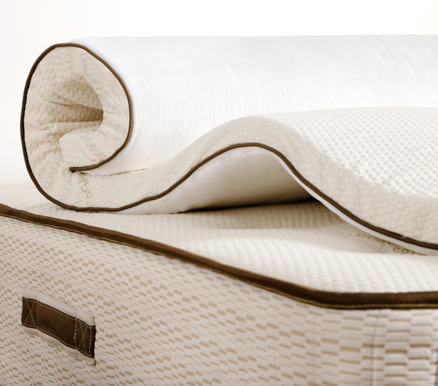 Real Bed Topper Unrolling on Mattress. Image
